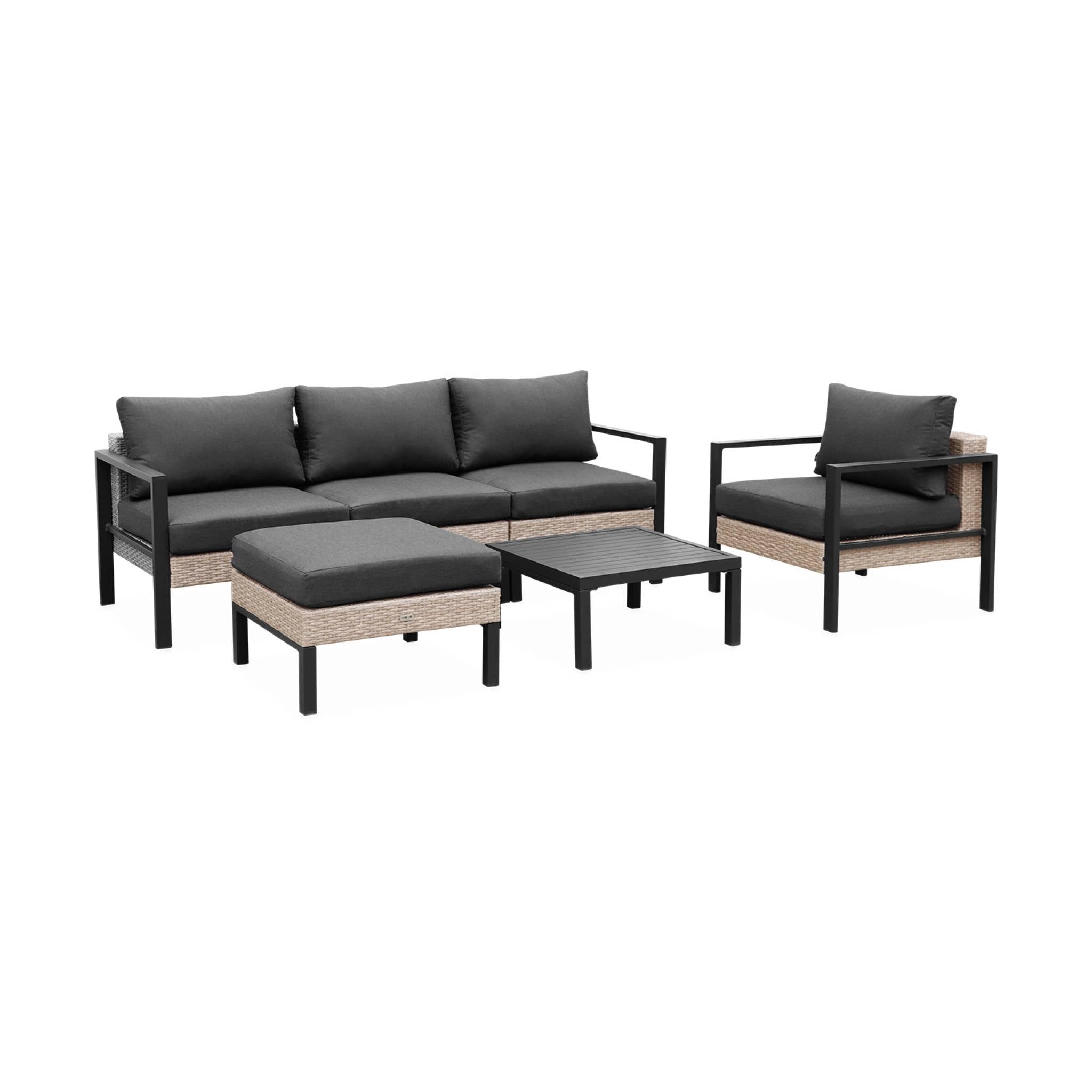 sweeek - Loungeset, aluminium en wicker, 5-zits