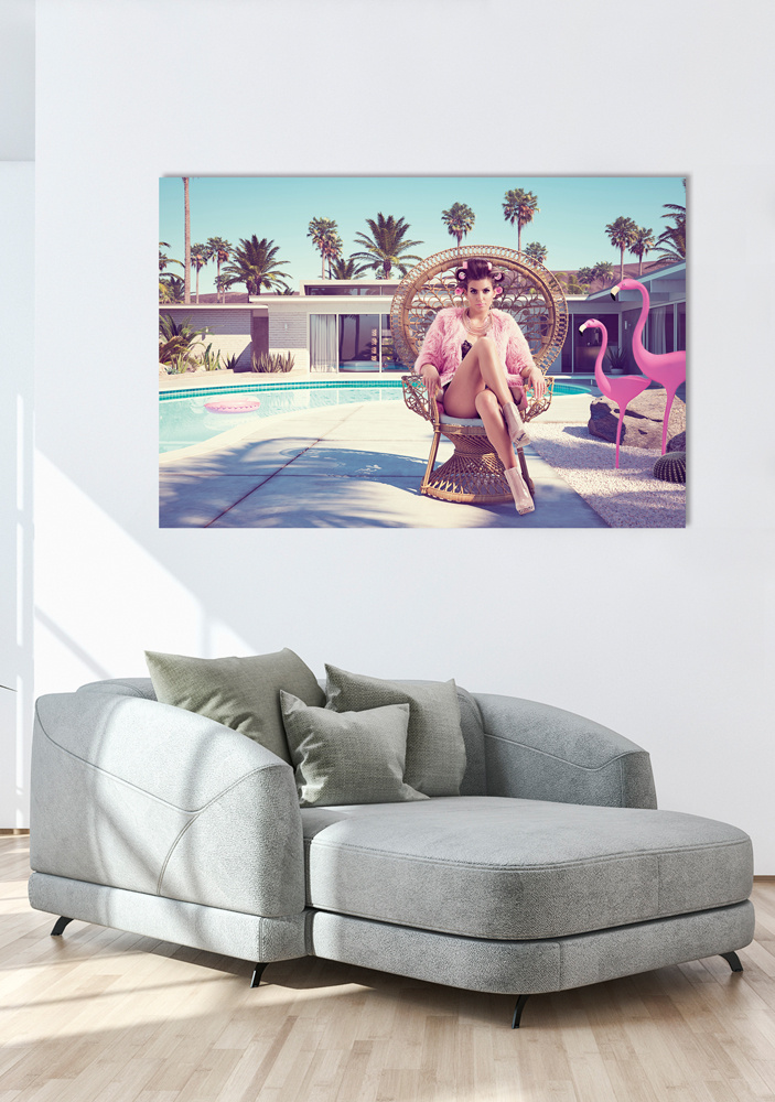 Akustikbild DAME MIT FLAMINGOS 80x120cm, 7kg