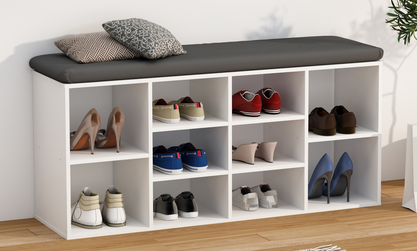 Schuhbank HINSOL S- weiß - 10 Fächer