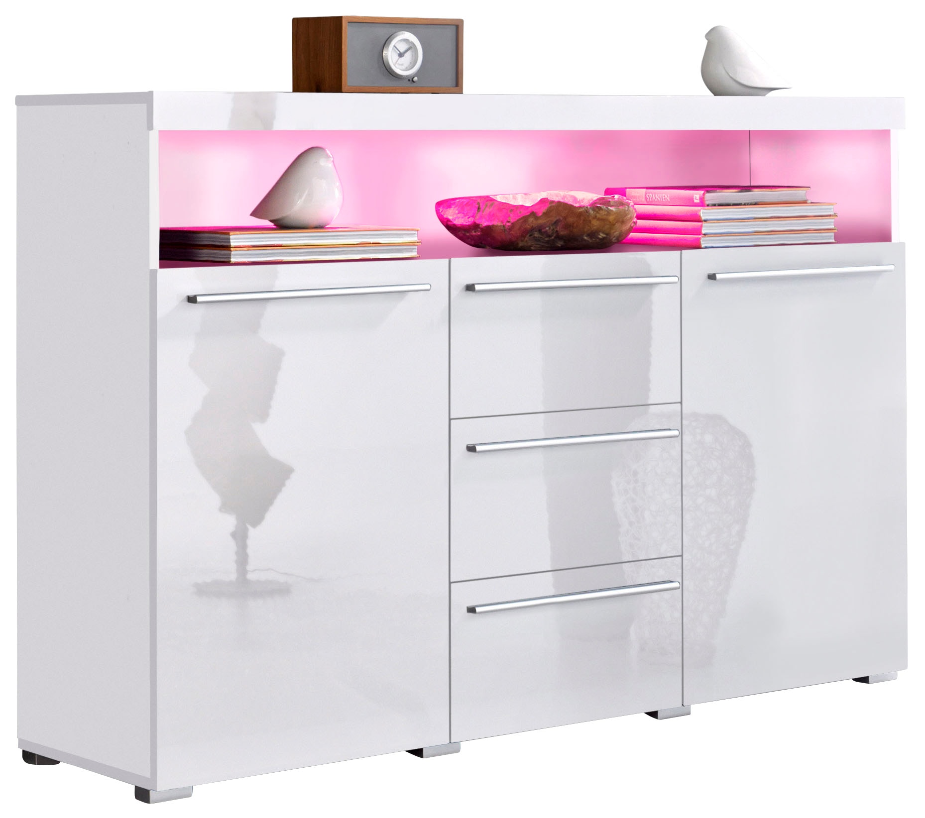 INOSIGN Sideboard »India,Breite 132cm stilvolle Anrichte mit 2Türen, 3 Schubladen« Kommode viel Stauraum, Einlegeböden verstellbar,ohne Beleuchtung
