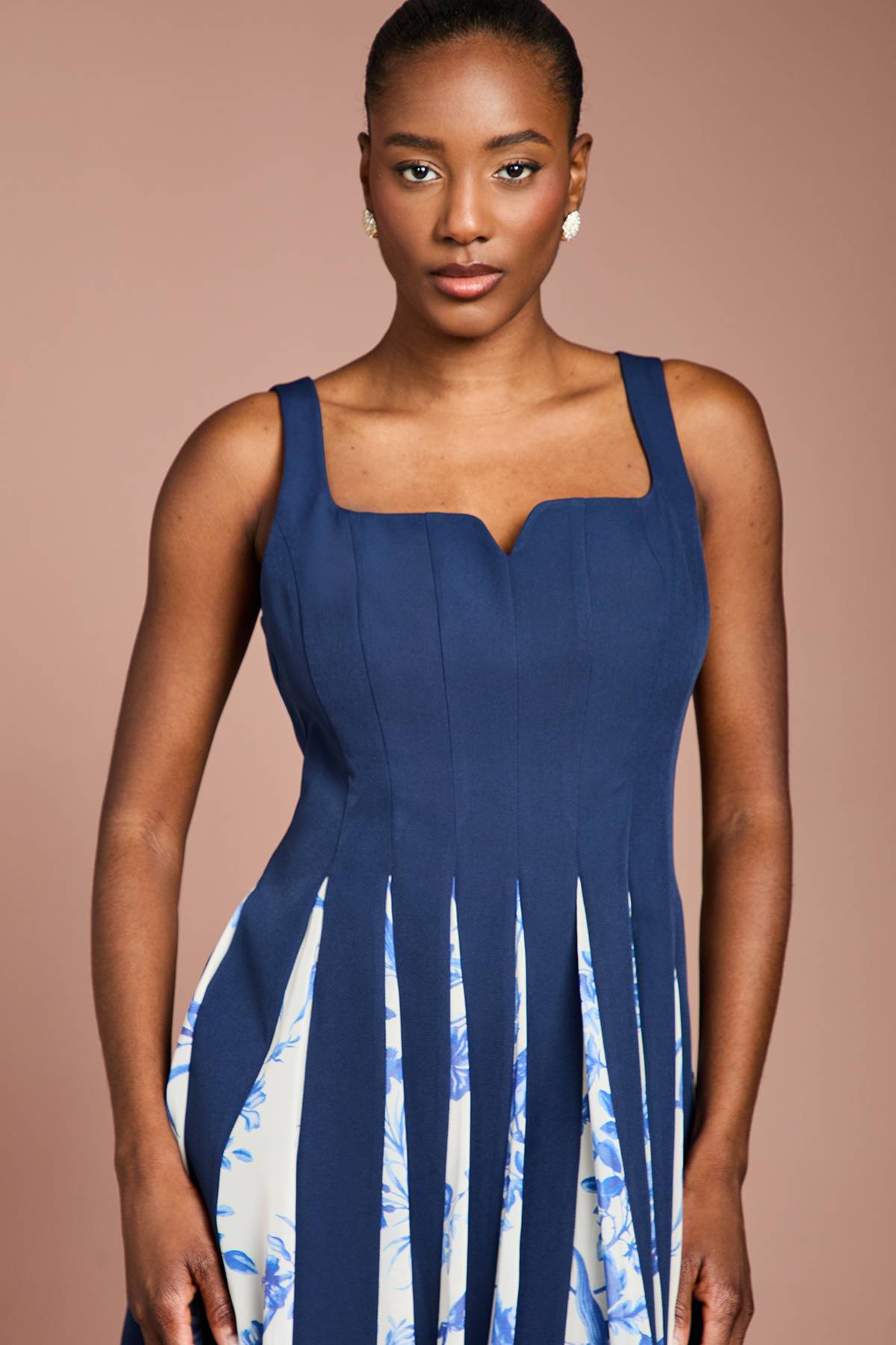 Coast Robe Mi-Longue en Crêpe Imprimée à Godets