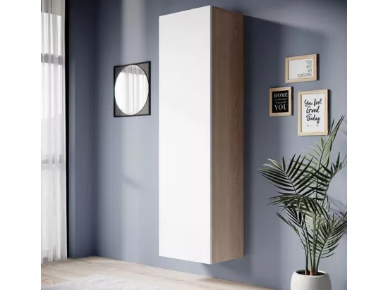 Armoire murale pour Salon Salle à manger en Sonoma et Blanc avec 40x29x165cm Eliot