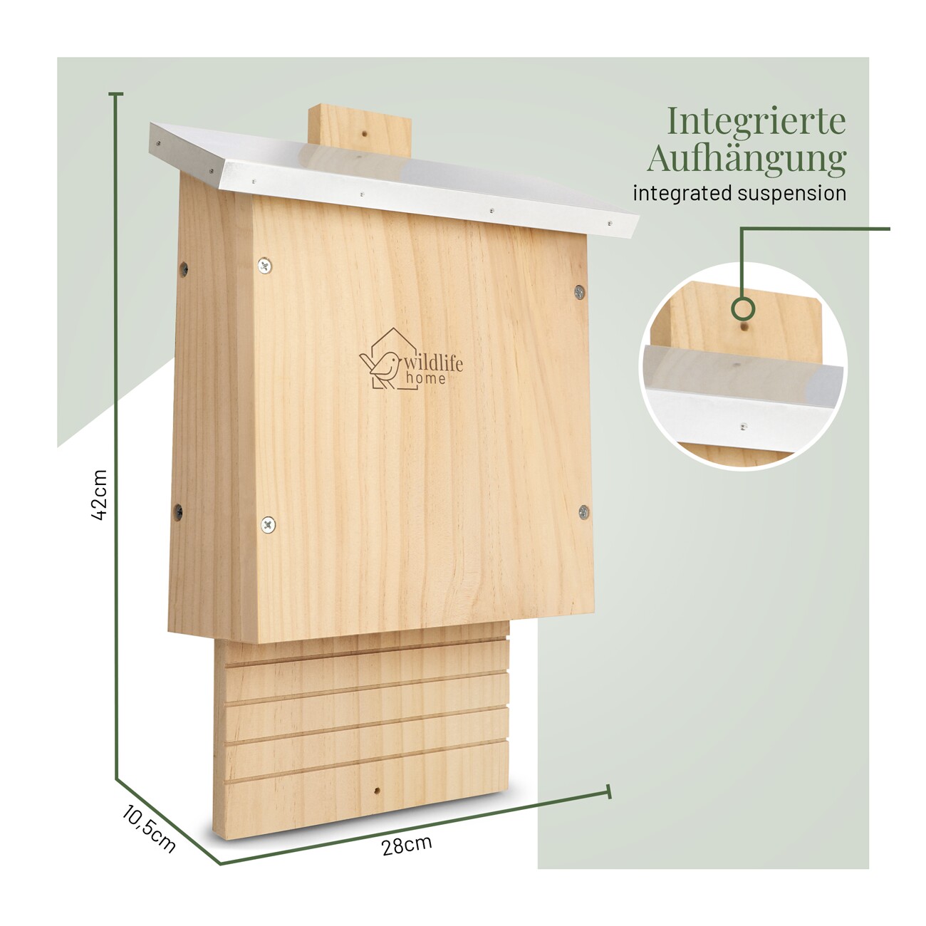 WILDLIFE HOME Fledermauskasten mit Metalldach
