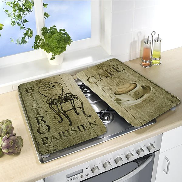 Set 2 couvre-plaques protection motifs Bistrot Wenko by Maximex