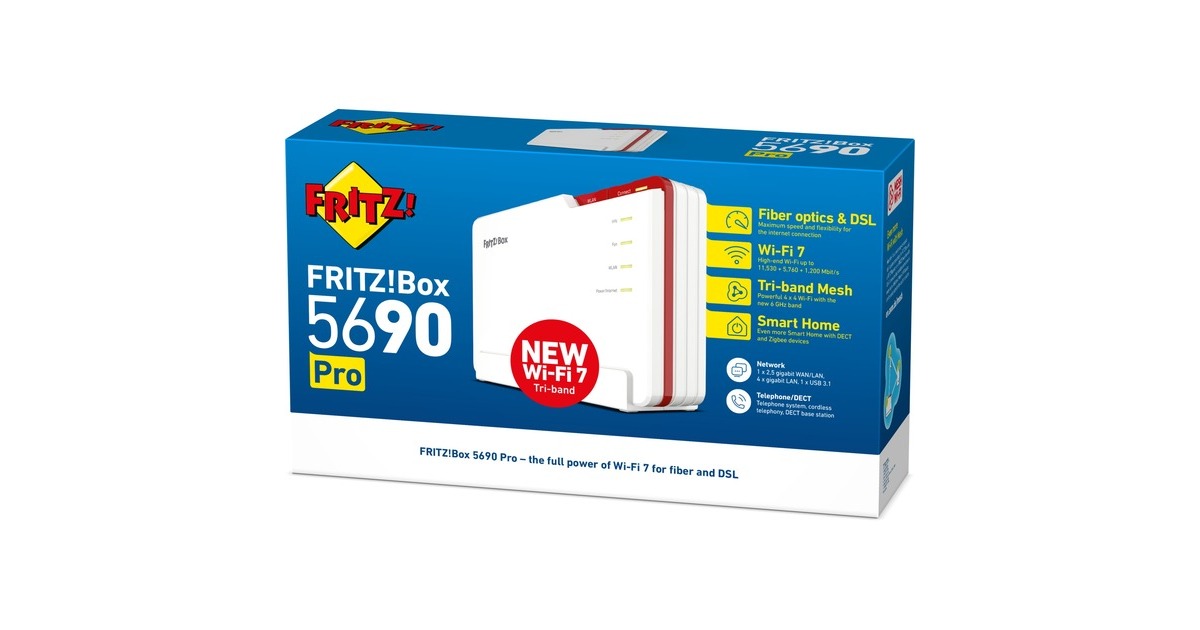 FRITZ!Box 5690 Pro Edition International router  (Wit/rood, Mesh Wi-Fi)