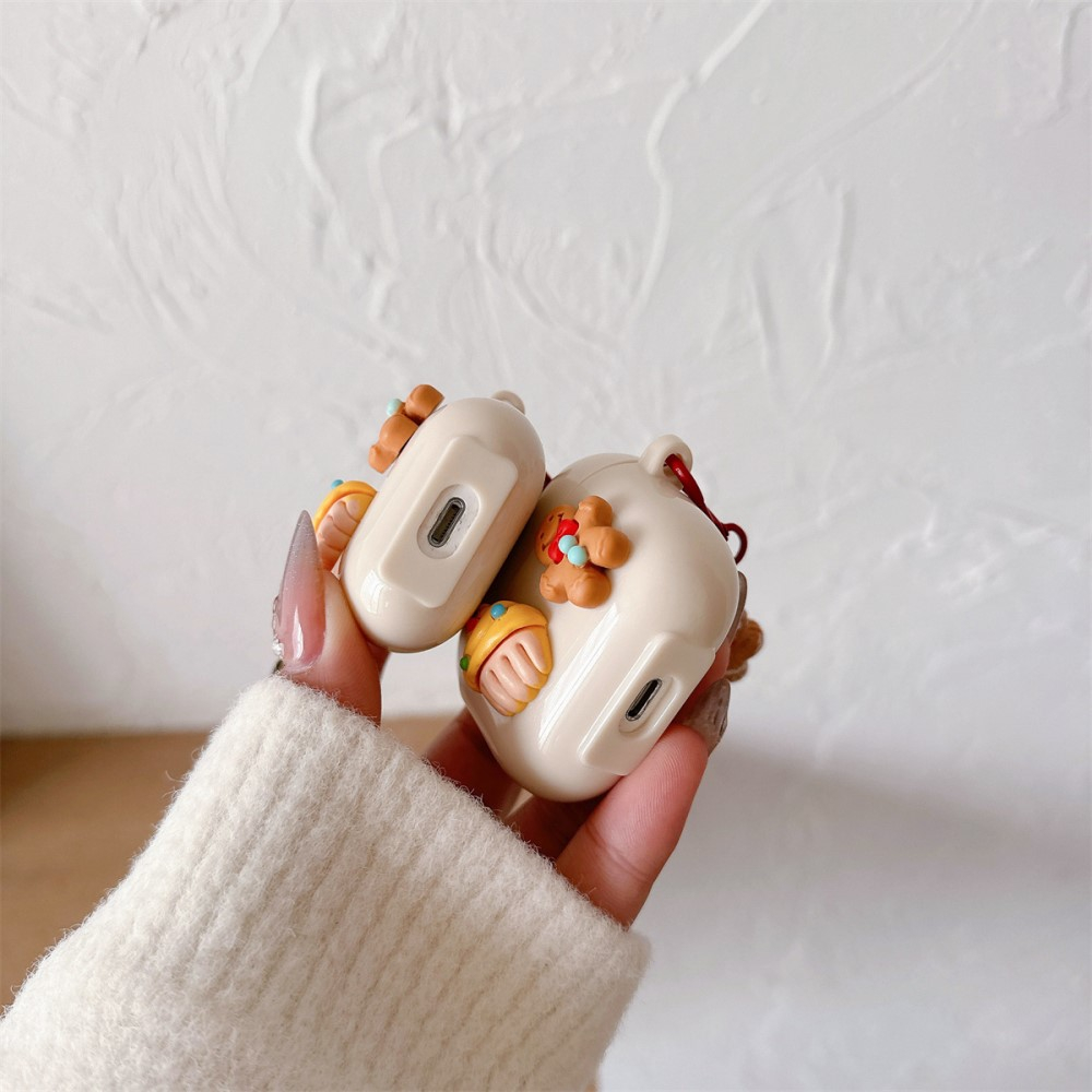 AirPods (3. Generation) Gummi Case Schutzhülle mit Lebkuchenmann Anhänger - Beige