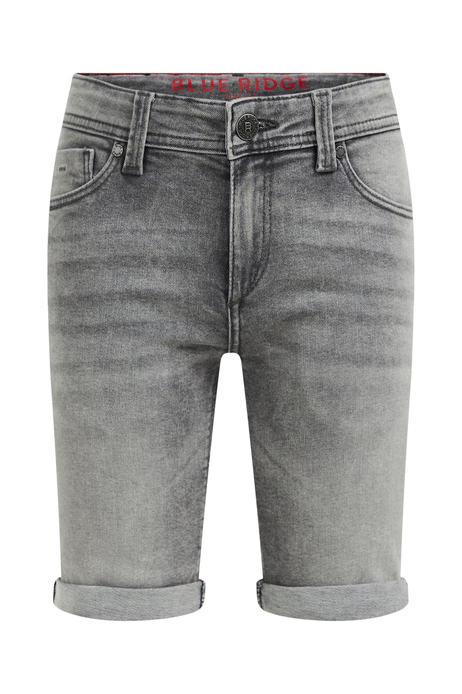Jongens slim fit denimshort van jog denim Blue Ridge Lichtgrijs