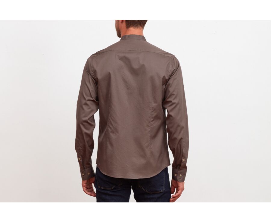 Chemise coton kaki foncé unie - ACHILDE