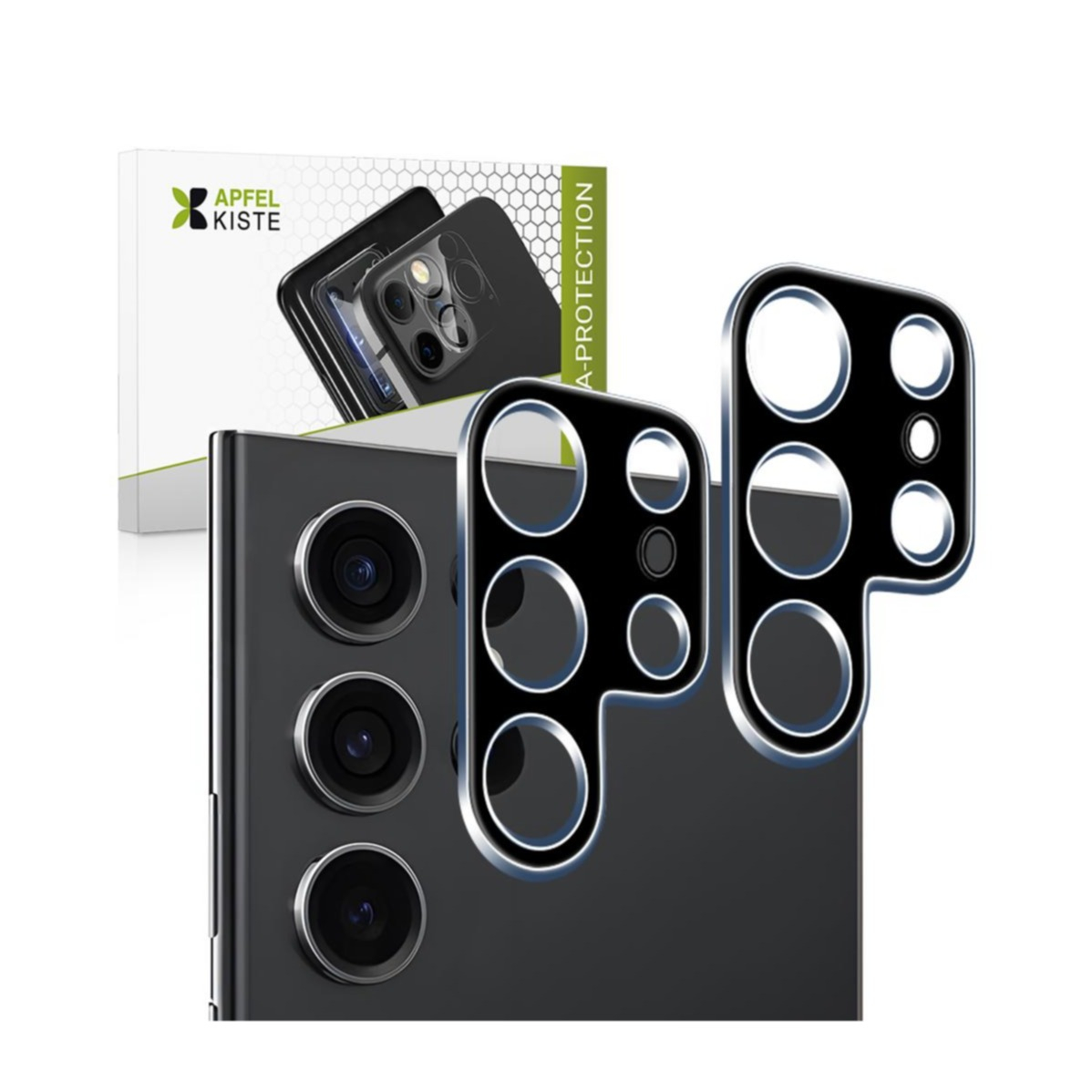 (2er Set) Samsung Galaxy S25 Ultra Kamera Objektiv Protector Panzer Glas Case Friendly - Schwarz