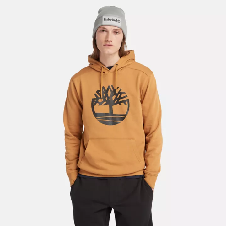Sweat à capuche à logo arbre Timberland pour homme en jaune foncé
