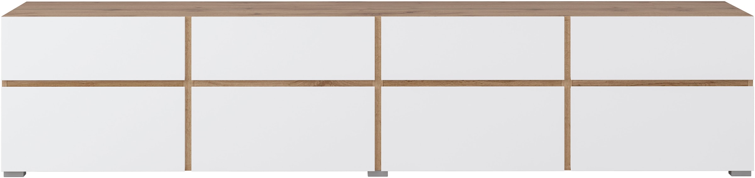 INOSIGN Lowboard »Cross, moderne grifflose TV-Kommode,4 Klappen/4 Schubkästen« Breite 225 cm, TV-Schrank mit viel Stauraum, TV-Board