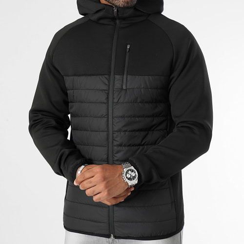 Doudoune Capuche Bimatière 0006 Noir