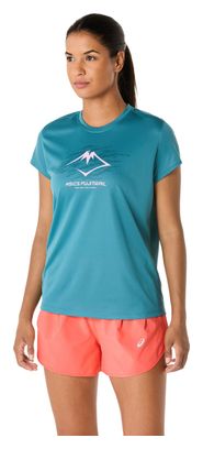 Maillot manches courtes Asics Fujitrail Logo Bleu Femme
