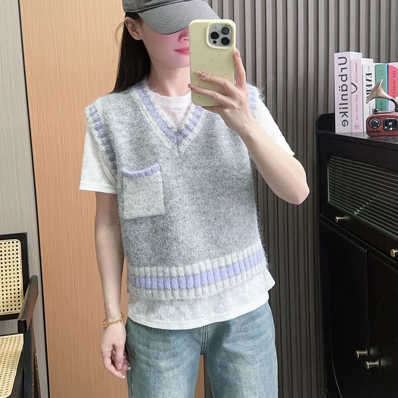 staybabes - V-hals gestreept vest
