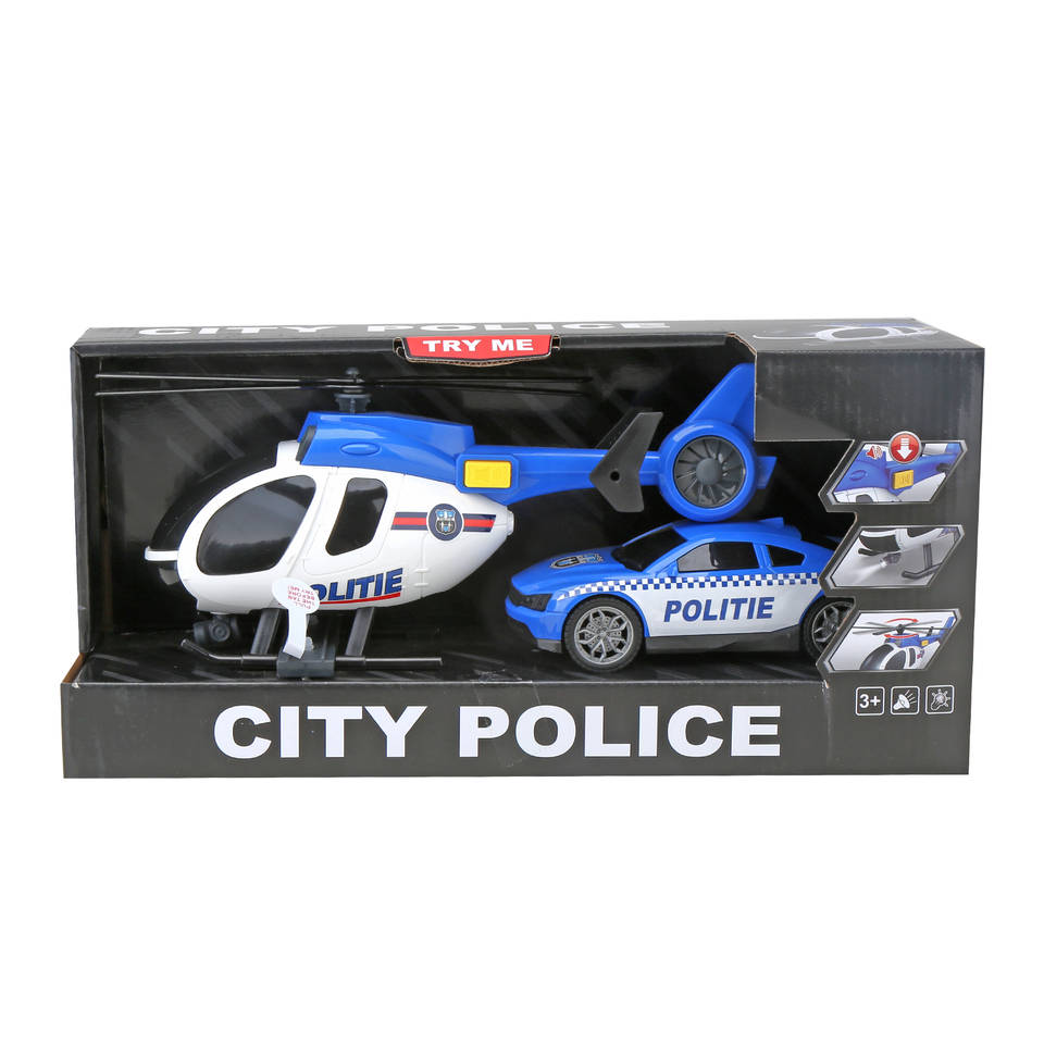 Politieset auto en helikopter