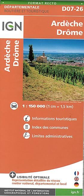 IGN - D07 26 ARDECHE DROME ECHELLE 1 150 000