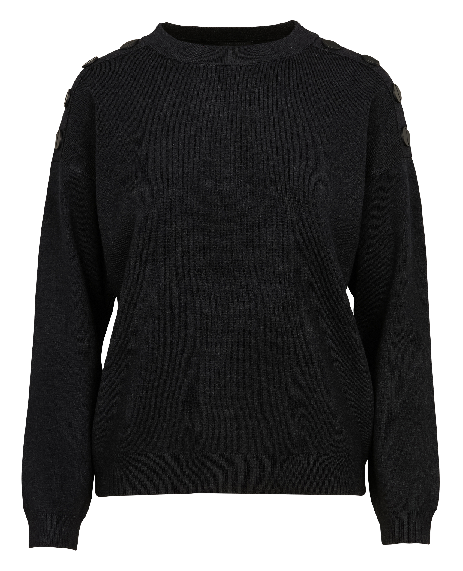 Pull droit col rond en maille mélangée | Gris