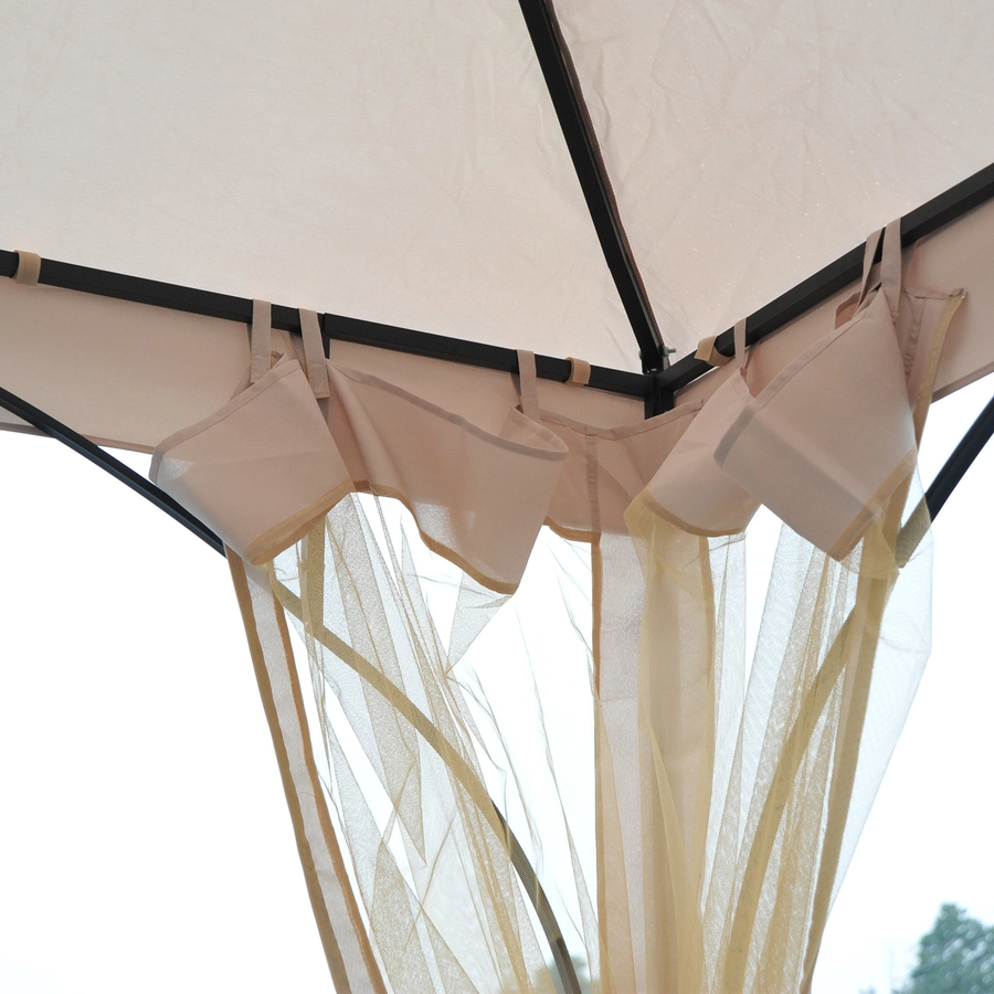 Outsunny Gartenpavillon mit Doppeldach beige, schwarz