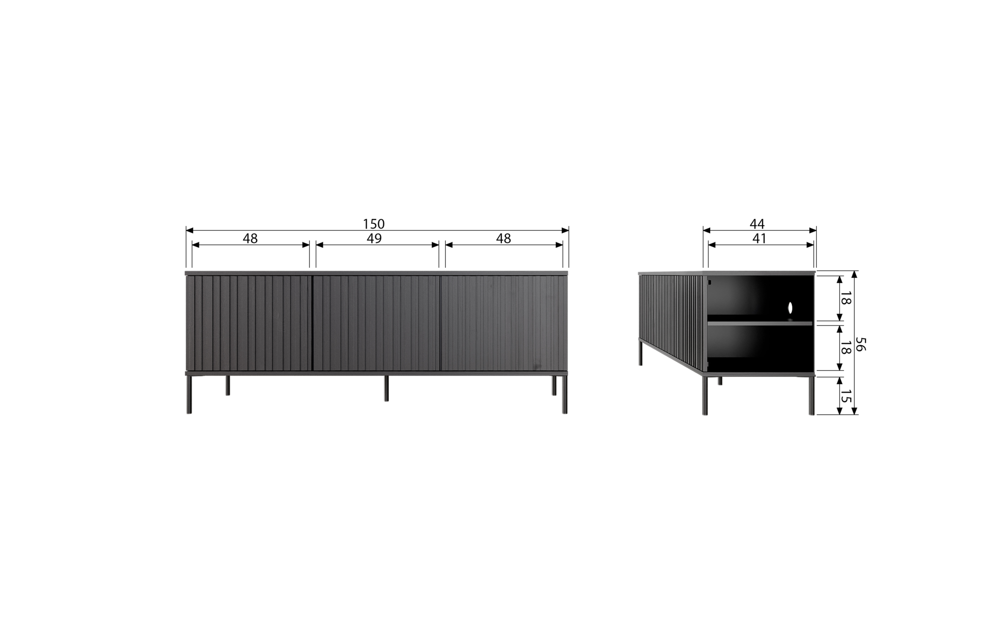 TV Meubel New Gravure 150CM Essen Espresso