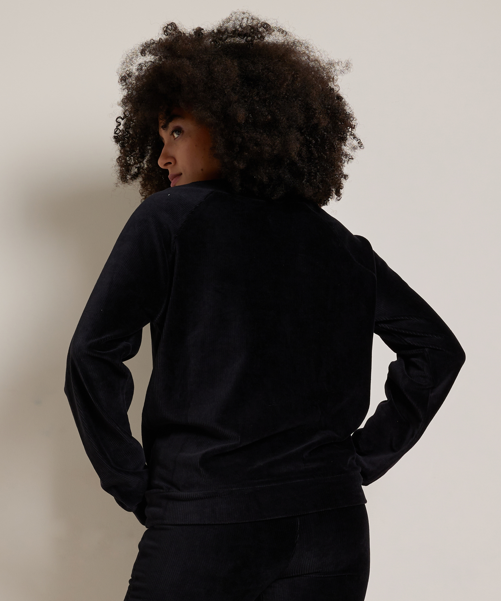 rib velvet top v-hals