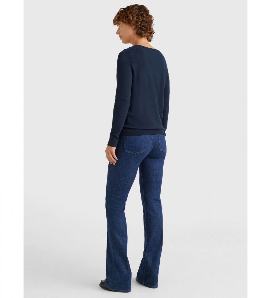 Camisa Tommy Hilfiger Heritage com decote em V, azul marinho