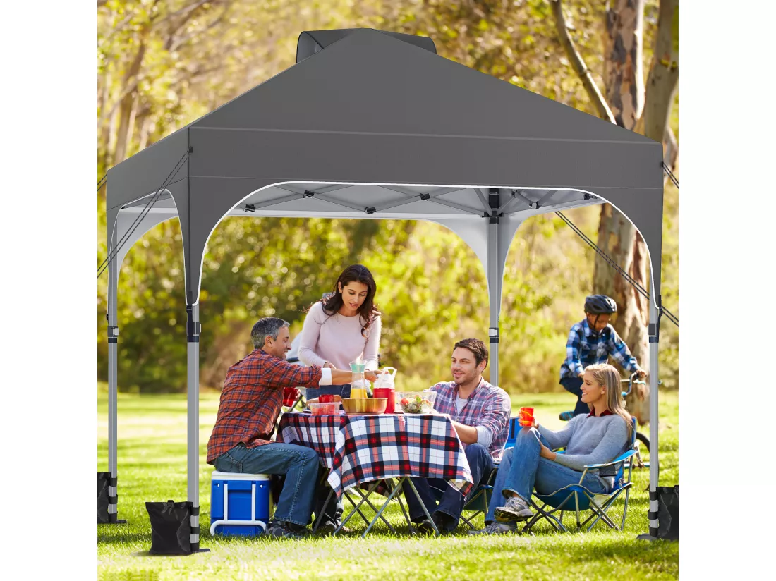 YITAHOME Abri de Jardin Pliable - Imperméable - avec Sac de Rangement pour Terrasse - Marché - Plage - 2,5 x 2,5 m, Gris Foncé
