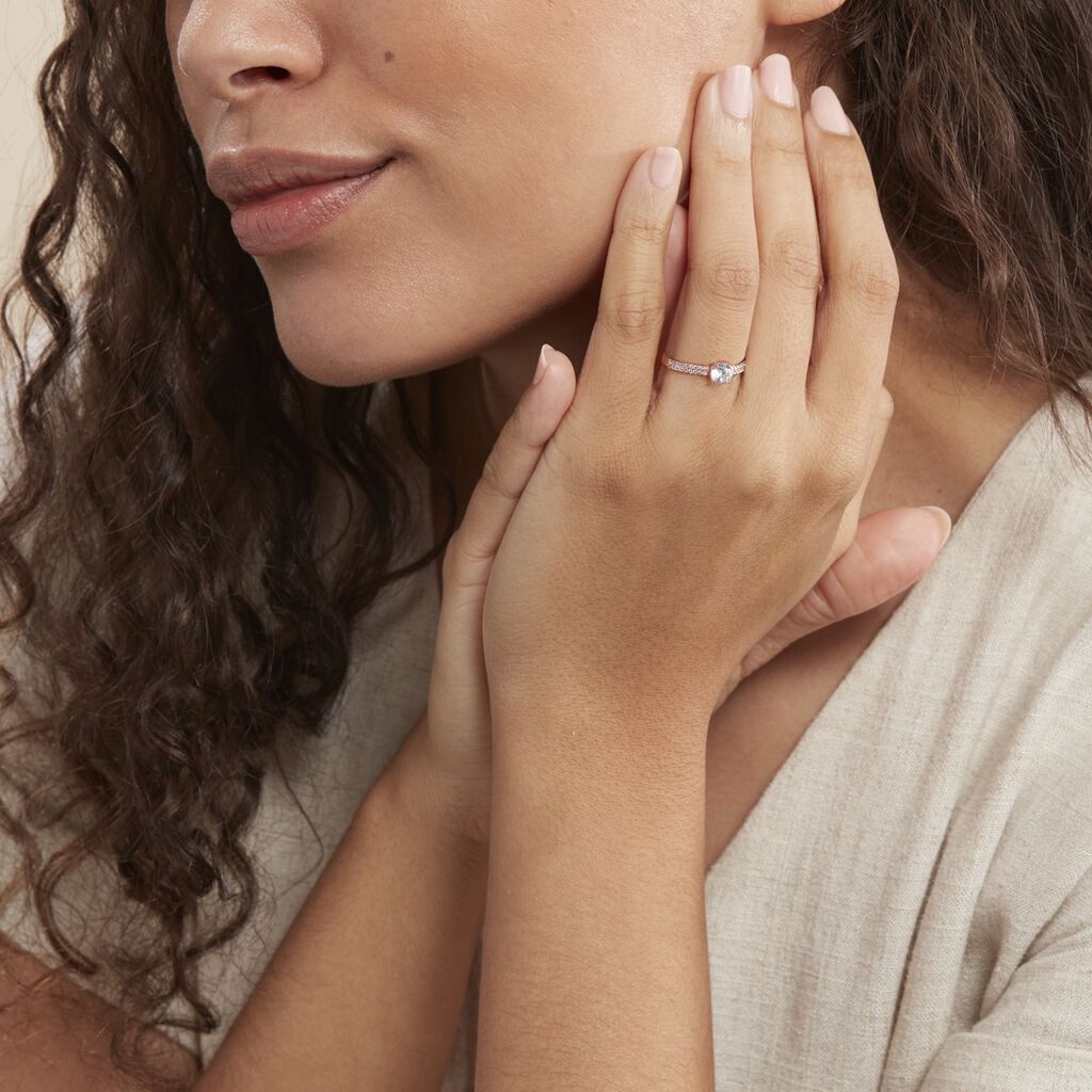 Bague Solitaire Dayna Or Rose Oxyde De Zirconium