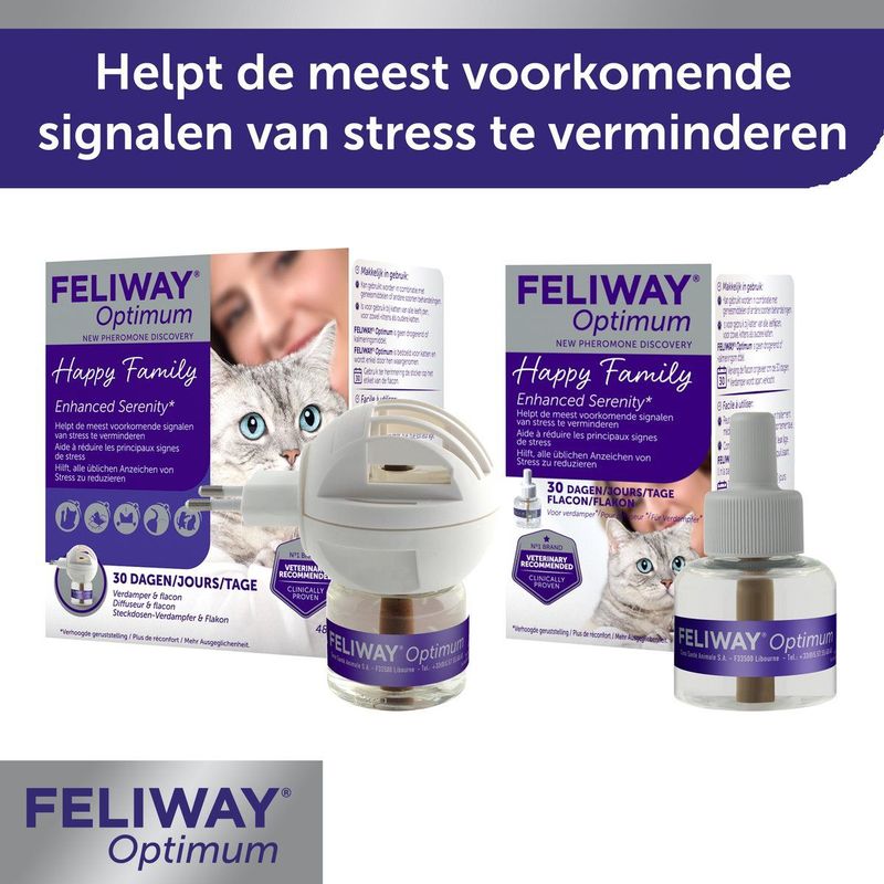 Feliway Optimum - Startset - 1 Verdamper met 1 Vulling - 48 ml - Anti-stress voor Kat