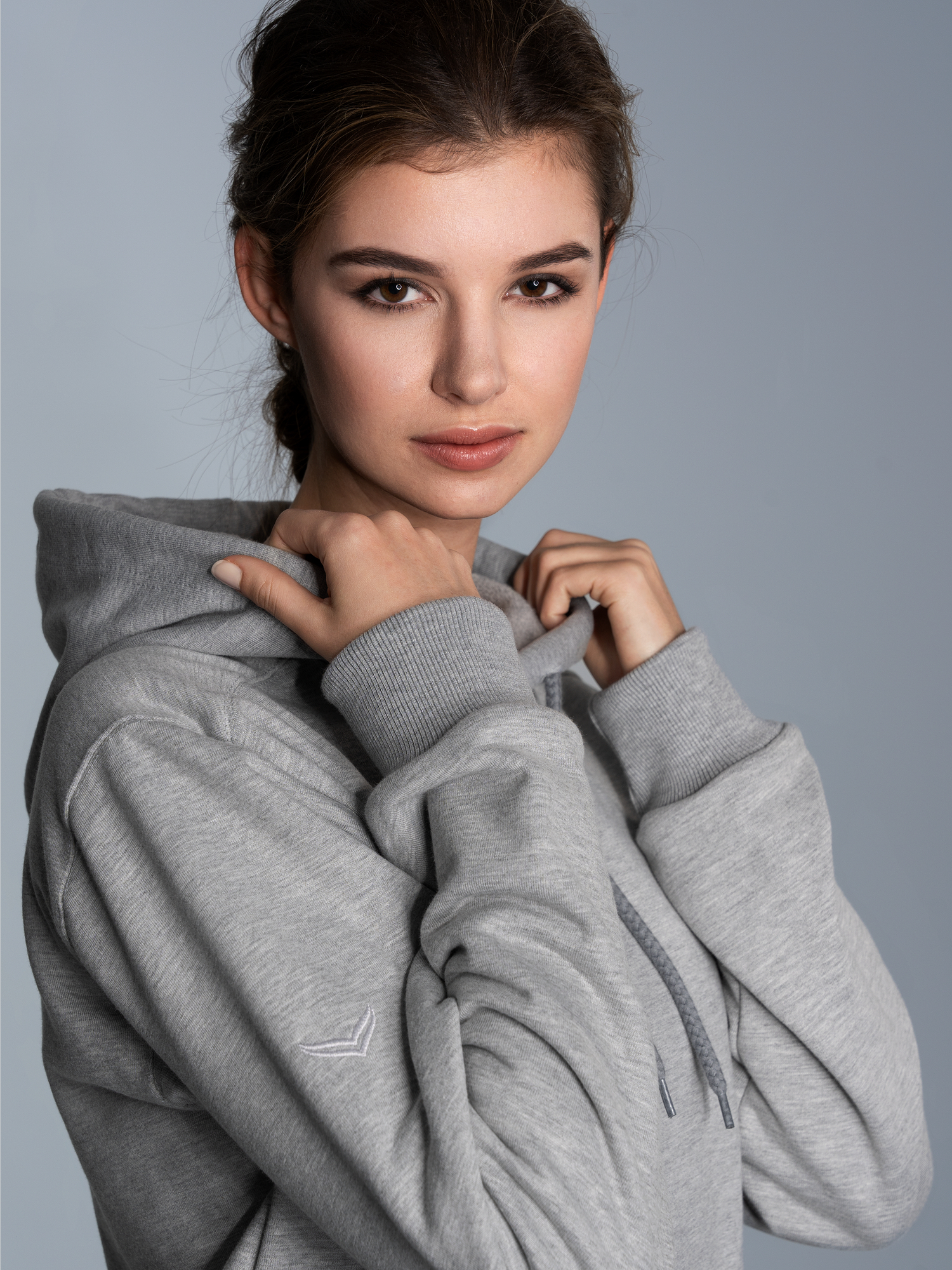 Hoodie aus SweatqualitätGrau-melange