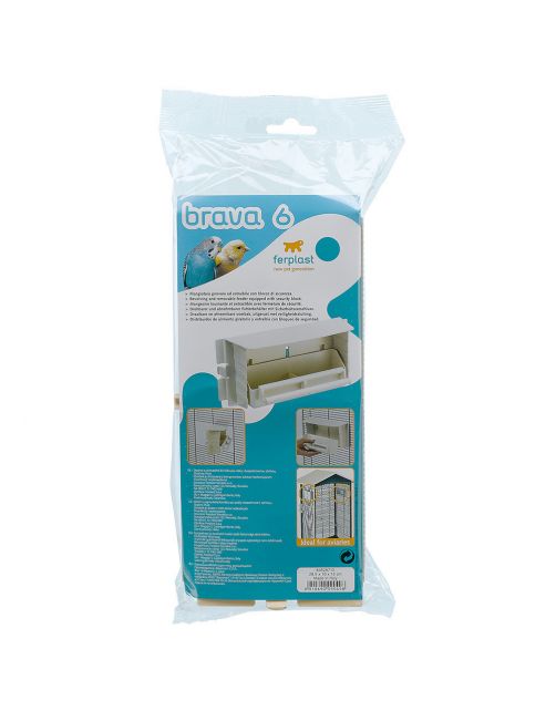 Ferplast Voerbak Brava 6 - Vogel - Voerbak- Drinkbak - 28.5x10x13 cm Beige
