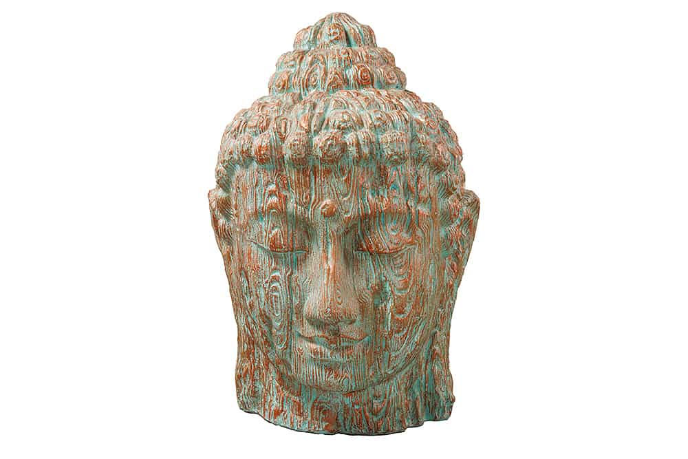 Imposanter XXL Kopf BUDDHA 110cm kupfer grün GRC Beton