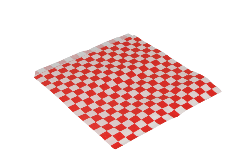 Hamburger zakje 17x18cm ruit vetvrij papier BIO