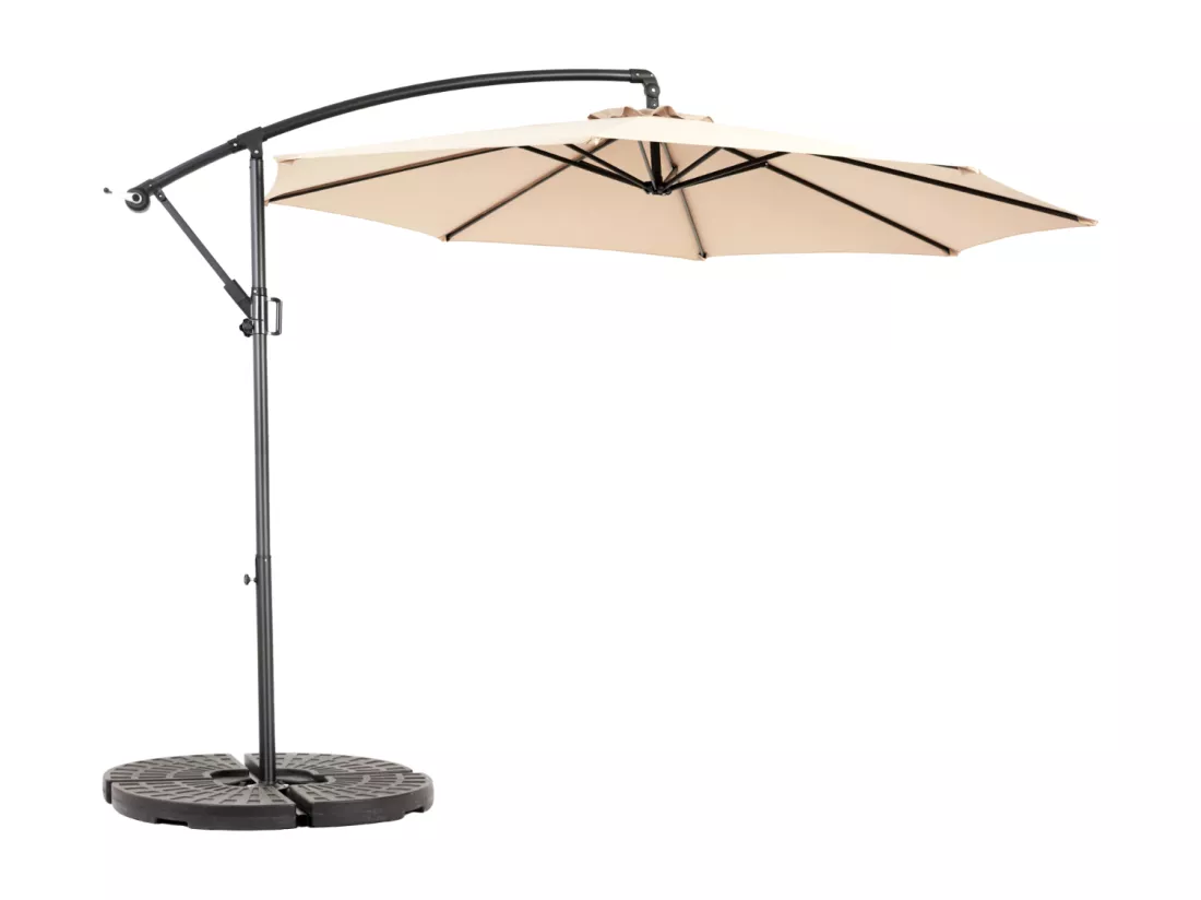 Parasol déporté - en acier et 100% tissu polyester - pour balcon jardin plage - Sans Base - 294x294x250cm - Kaki