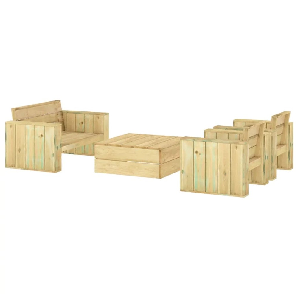 Salon de jardin meuble d'extérieur ensemble de mobilier 4 pièces bois massif de pin imprégné