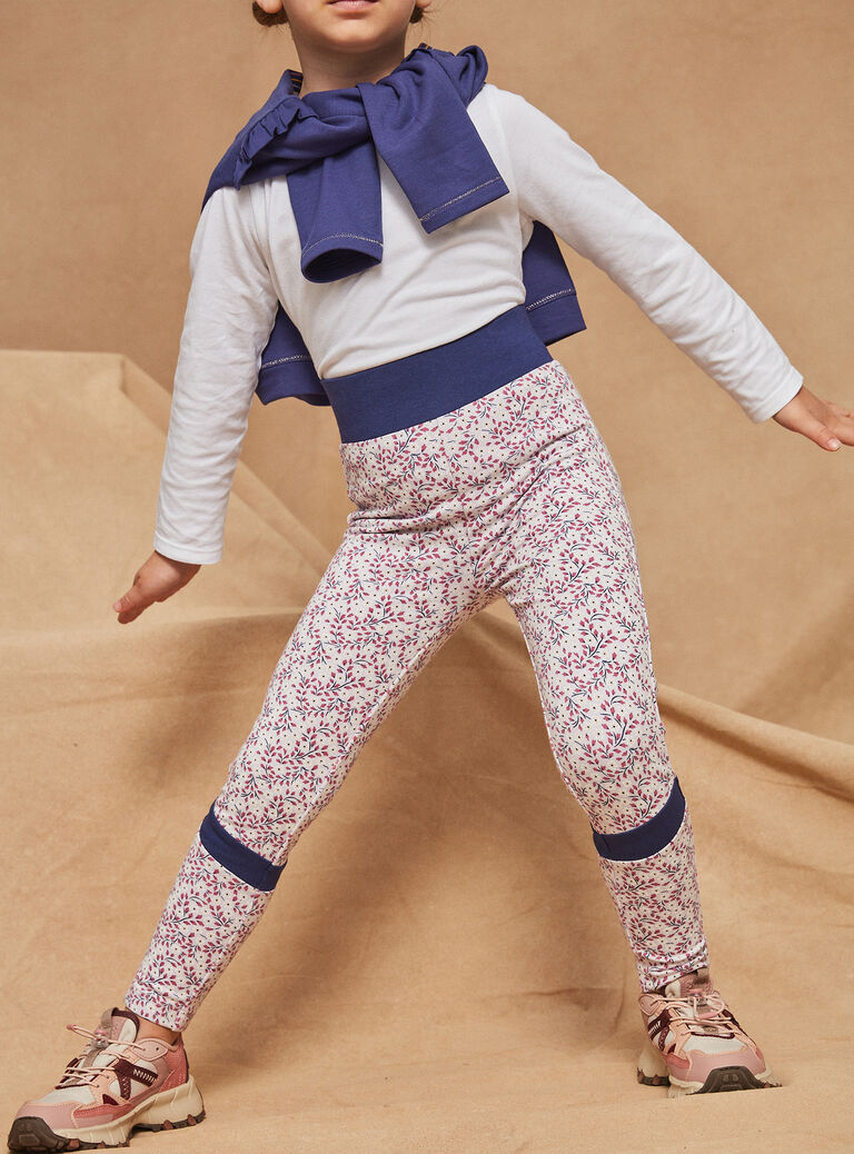 Legging bleu marine et lilas à imprimé fleuri