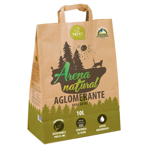 Areia aglomerante natural para gatos TK-Pet, 10 litros.