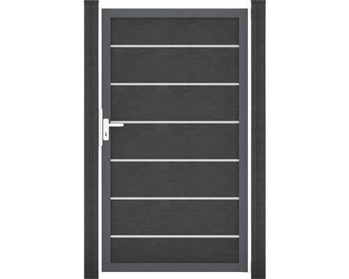 Enkele poort GroJa Flex Grande Premium incl. sierlijsten DIN universeel voorgemonteerd zonder palen frame antraciet 100 x 180 cm antraciet