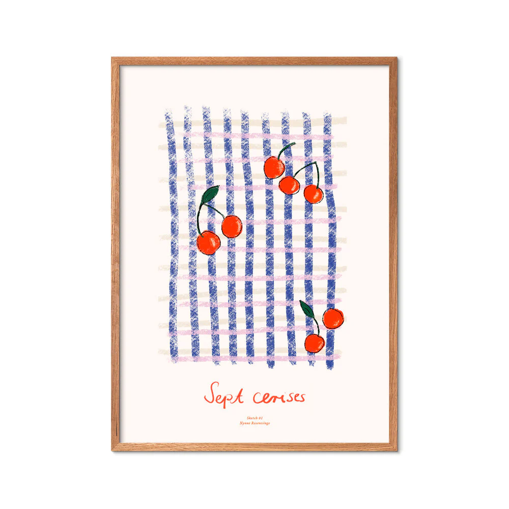 Poster & Frame  Sept Cerises plakat, mønstret - 30x40 cm