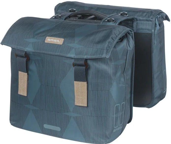 Basil - Elegance - Dubbele Fietstas - Estate Blue - Waterafstotend Gerecycled PET