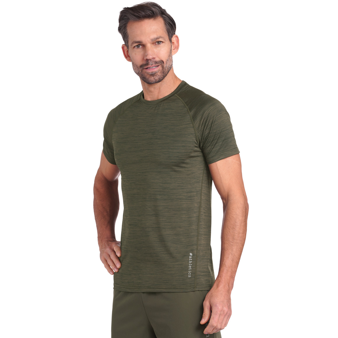 VanVaan Herren Sport-T-Shirt in Melange-Optik oliv