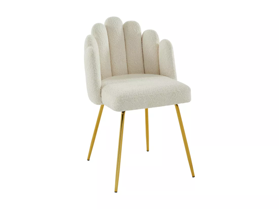Lot de 6 chaises en tissu bouclette et métal doré - Crème - ALTINAM de Pascal MORABITO