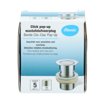 Atlantic wastafelafvoerplug Click pop-up RVS