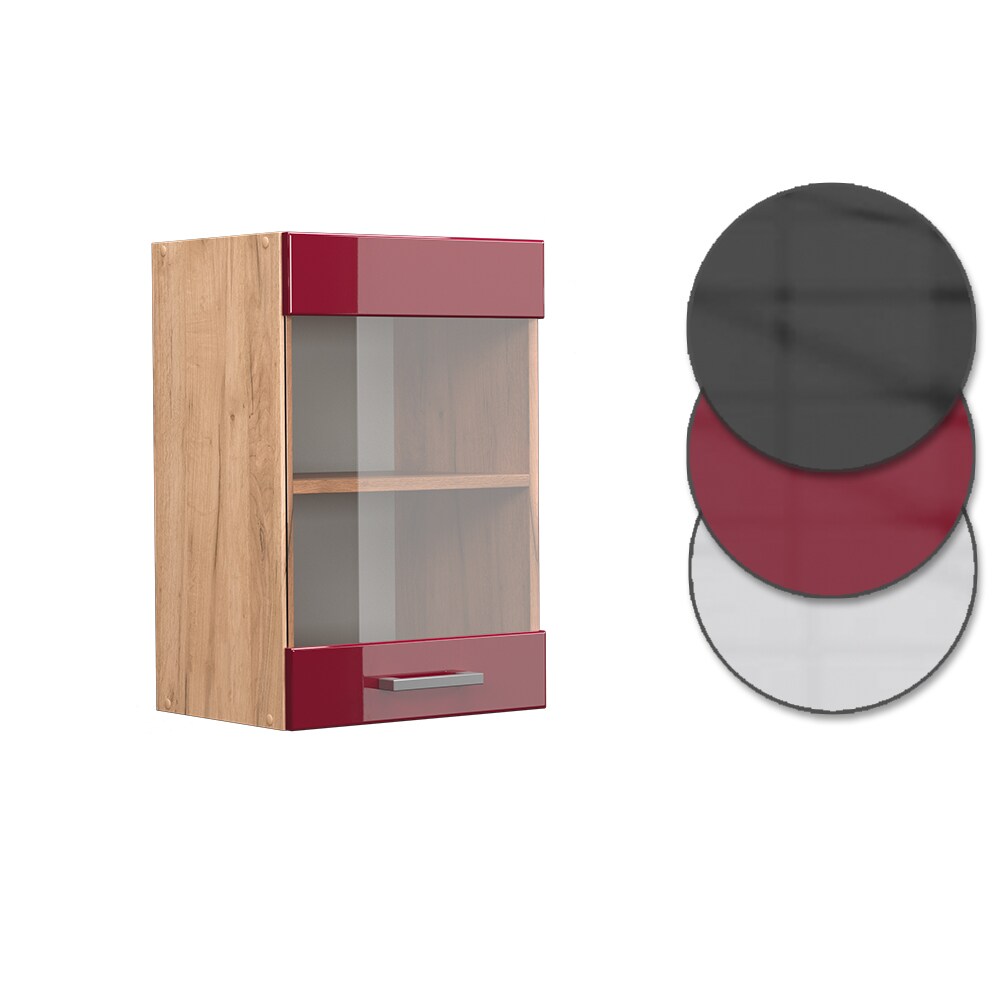 Vicco Hängeglasschrank Küchenschrank Küchenzeile R-Line 40 cm Goldkraft Bordeaux
