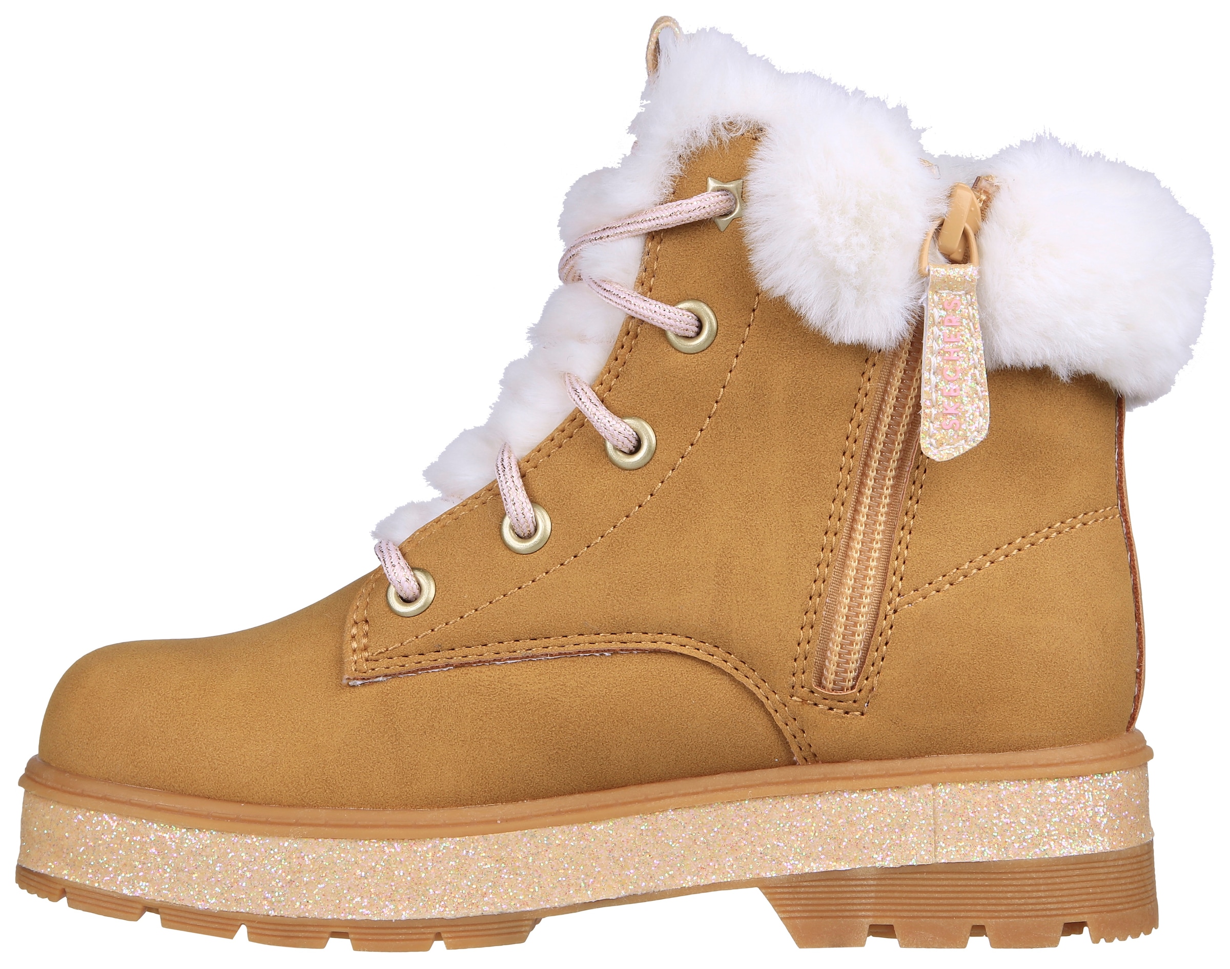 Skechers Winterstiefel »STREET GLITZ«  , Worker Boot, Schnürstiefel, Winterboots mit Kunstfell am Schaft