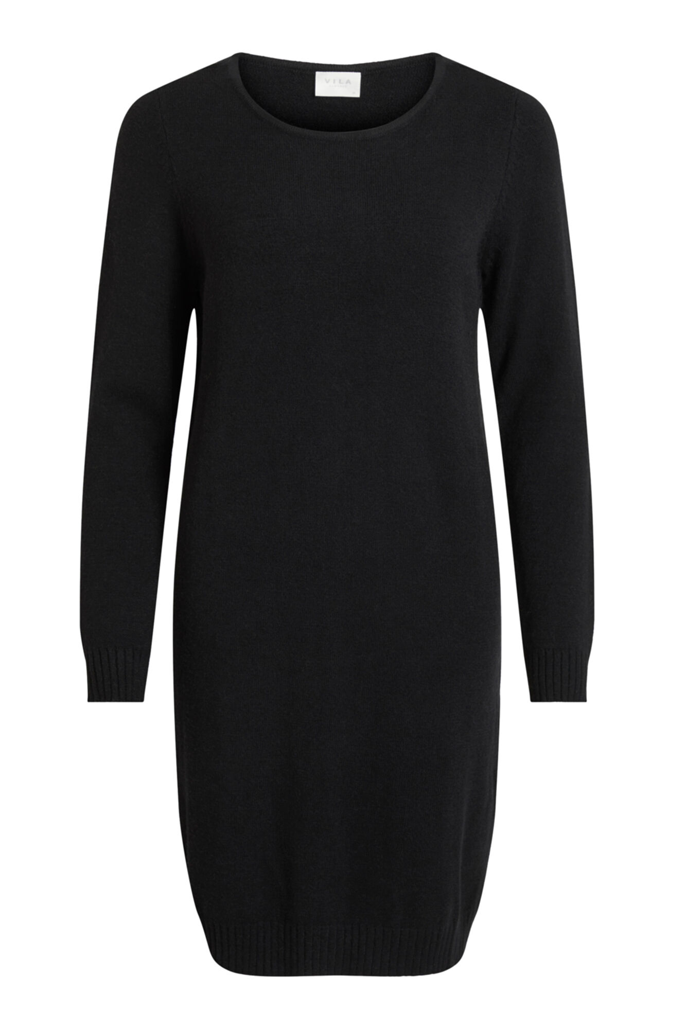 Vestido de malha de manga comprida - Preto