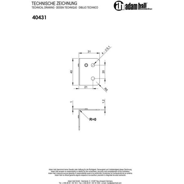 Adam Hall 40431 - Corner Brace 40 x 31