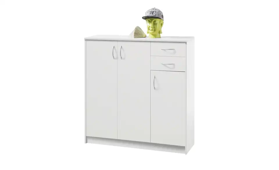 Kommode Optimus Weiß Ausführung III (3 Türen/2 Schubkästen) 112 cm