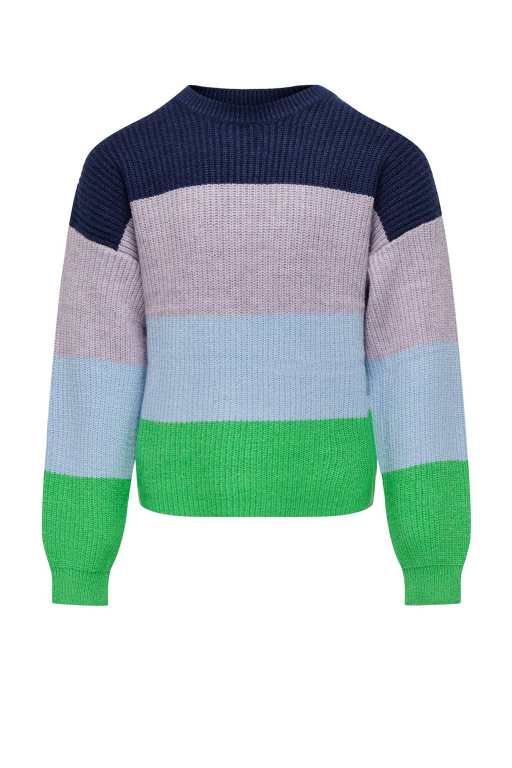 ONLY gestreepte trui KOGSANDY felgroen/multicolor