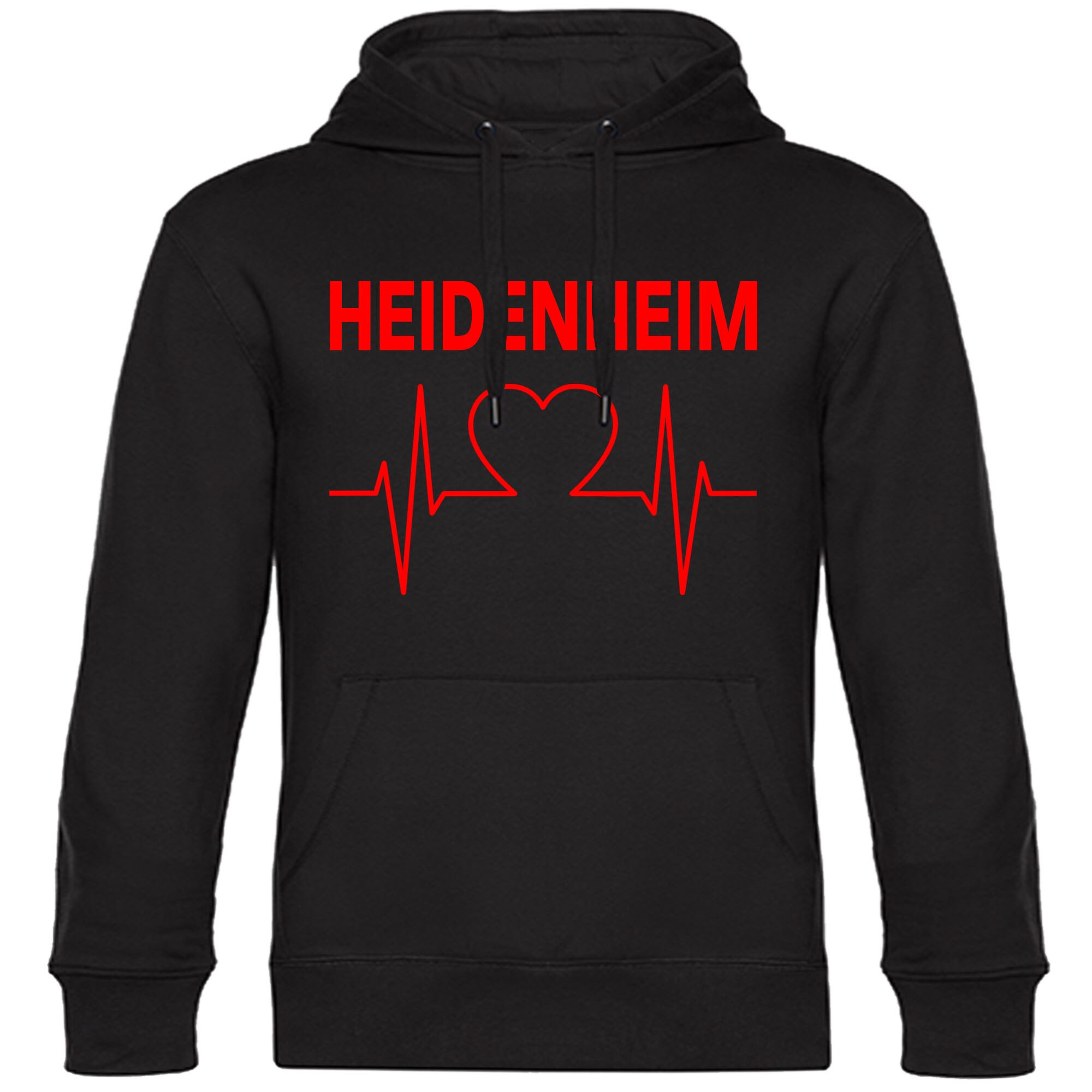 multifanshop® Kapuzen Sweatshirt - Heidenheim - Herzschlag - Druck rot