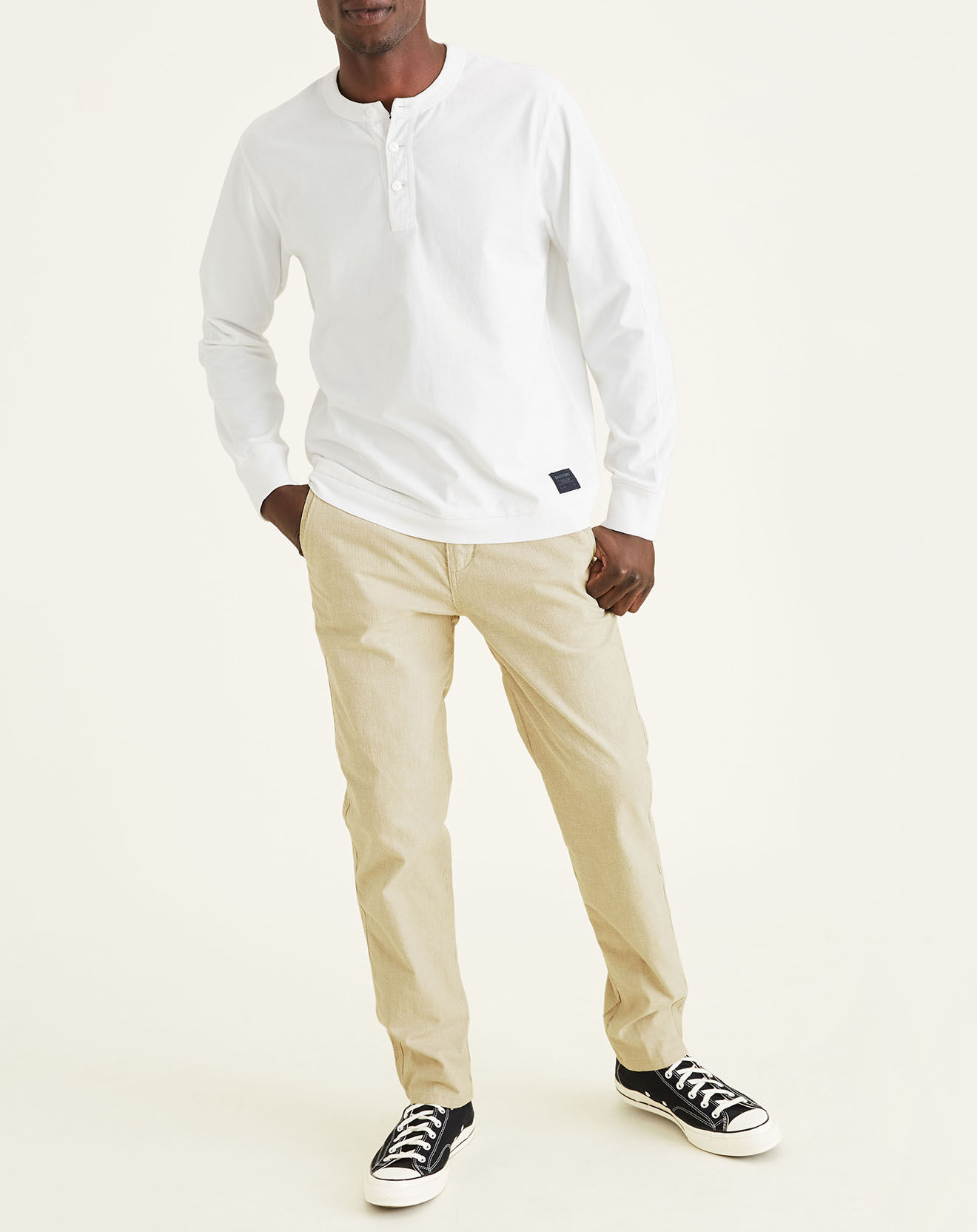 Dockers Pantalon chino Alpha Icon Tapered à rayures beige/blanc